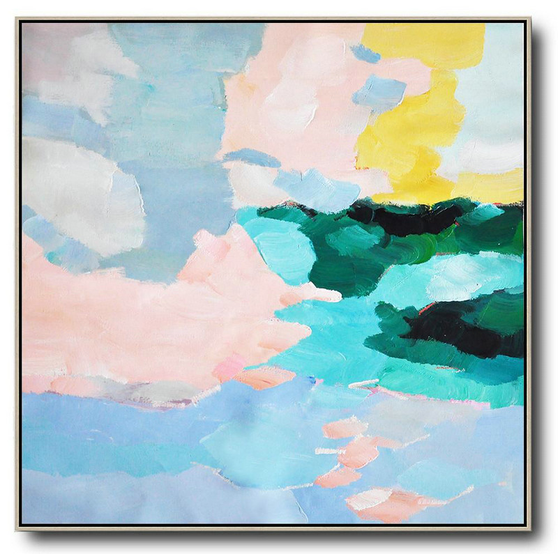 Oversized Abstract Art,Artwork For Sale,Blue,Green,Pink,Yellow